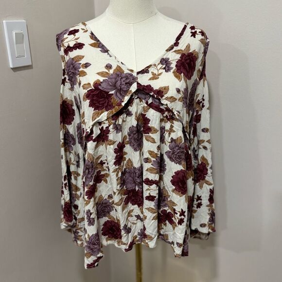 AE American Eagle‎ Floral blouse Large Off-Shoulder - Picture 1 of 4